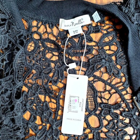 Simply Noelle Black Lace Zip-Up Cardigan S/M 8-10 Womens Lightweight Jacket NWT - Picture 11 of 15